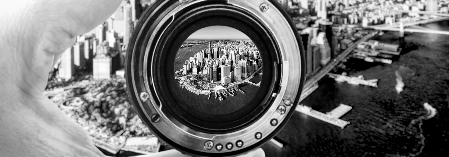 Lens focussing on New York City